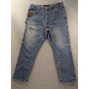 Wrangler Riggs Workwear Jeans Mens 40x34 Blue Relaxed Straight Carpenter Denim